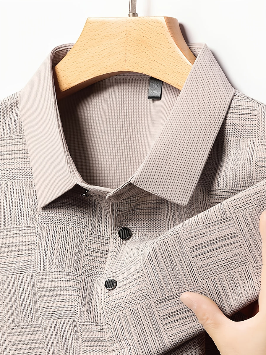 3pcs Set Upon Arrival, Men'S Summer Quick-Drying Breathable Polo Shirt, Commute Lapel Casual Top - Light Grey