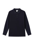High-End Business Casual Men'S Long Sleeve Polo Shirt - Navy Color