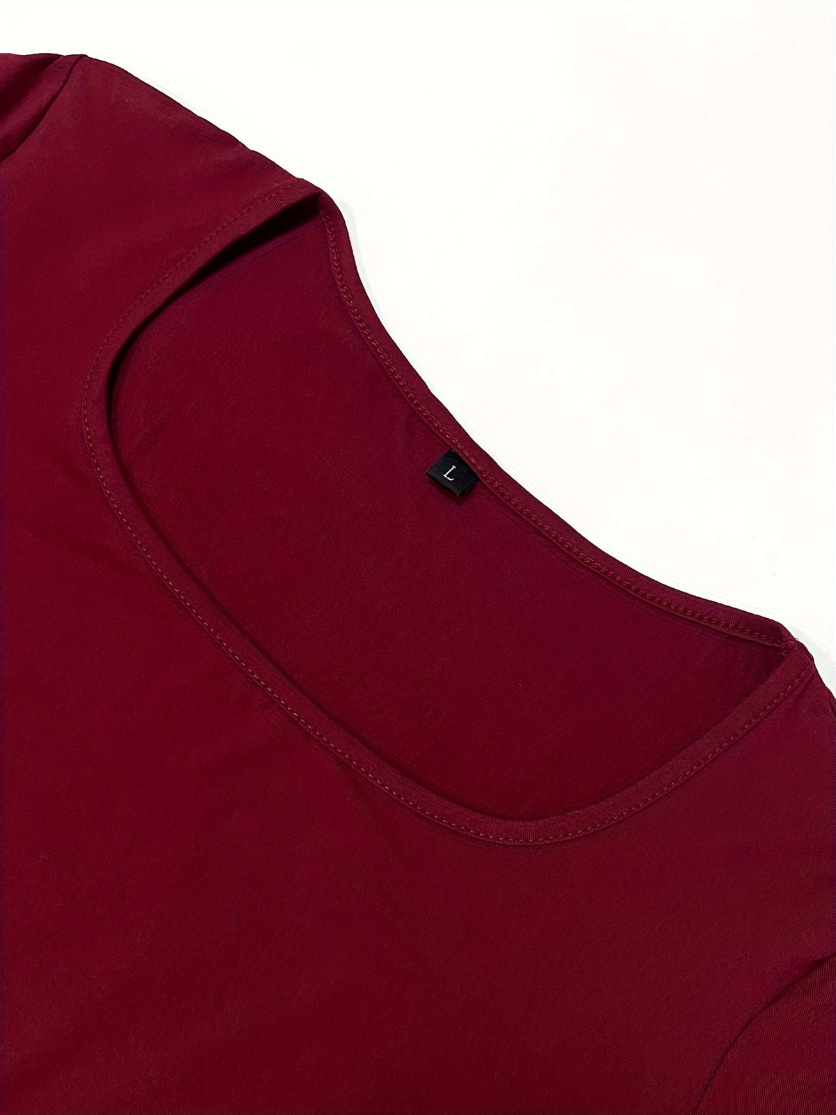 Tight Ultra-Long Women'S Autumn Long Sleeve Square Neck A-Line Sexy Bodycon Dress - Burgundy