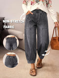 Spring/Summer Y2K Solid-Color Faux-Denim Trousers - Wide-Leg, Slim-Fit, Slanted-Pocket Design; Versatile "Scythe-Cut" Pants for Casual Attire - Dark Gray