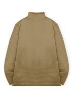 National Charm Tiger Head Line Art Print Floral Waffle Knit Half-Zip Polo Long Sleeve Men's Casual Top, Featuring a Simple and Premium Texture That Complements All Dressing Styles. Easily Create a Minimalist Look, Whether for Daily Commutes - Khaki