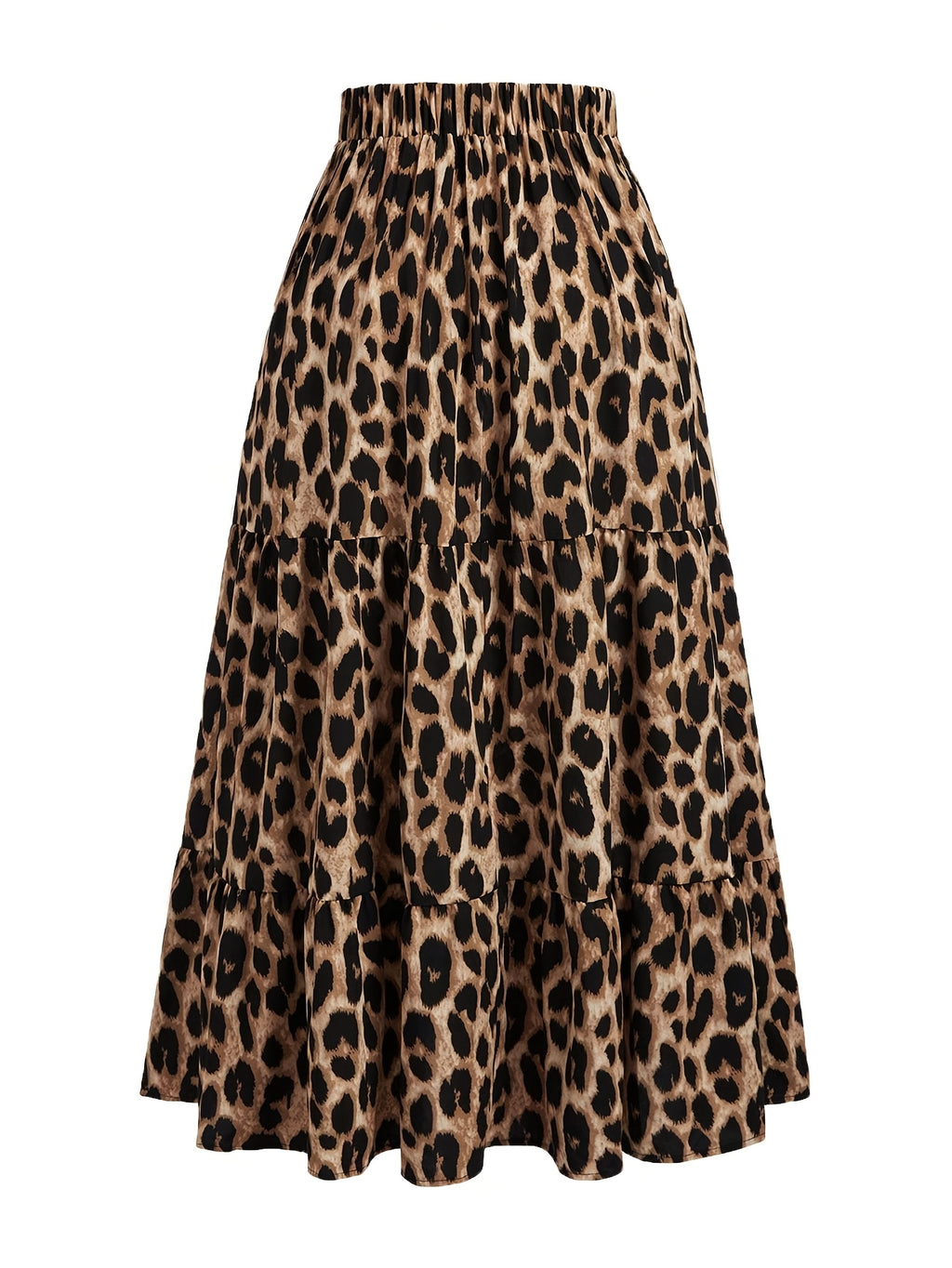 The Leopard Print Midi Skirt Is Perfect for Vacation Outfits, Featuring an Extra-Long Design for Women - Mixed colors