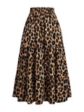 The Leopard Print Midi Skirt Is Perfect for Vacation Outfits, Featuring an Extra-Long Design for Women - Mixed colors