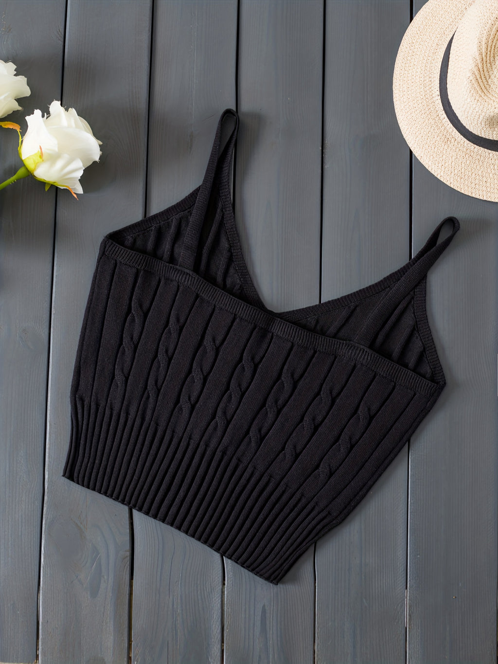 Women'S Stretchy Tank Top - V-Neck Sleeveless Casual Vest with Ribbed Texture, Beige, Versatile for Layering or Standalone Outfits, Allseason Apparel | Vneck Design | Construction, Ladies Tank Tops - Black