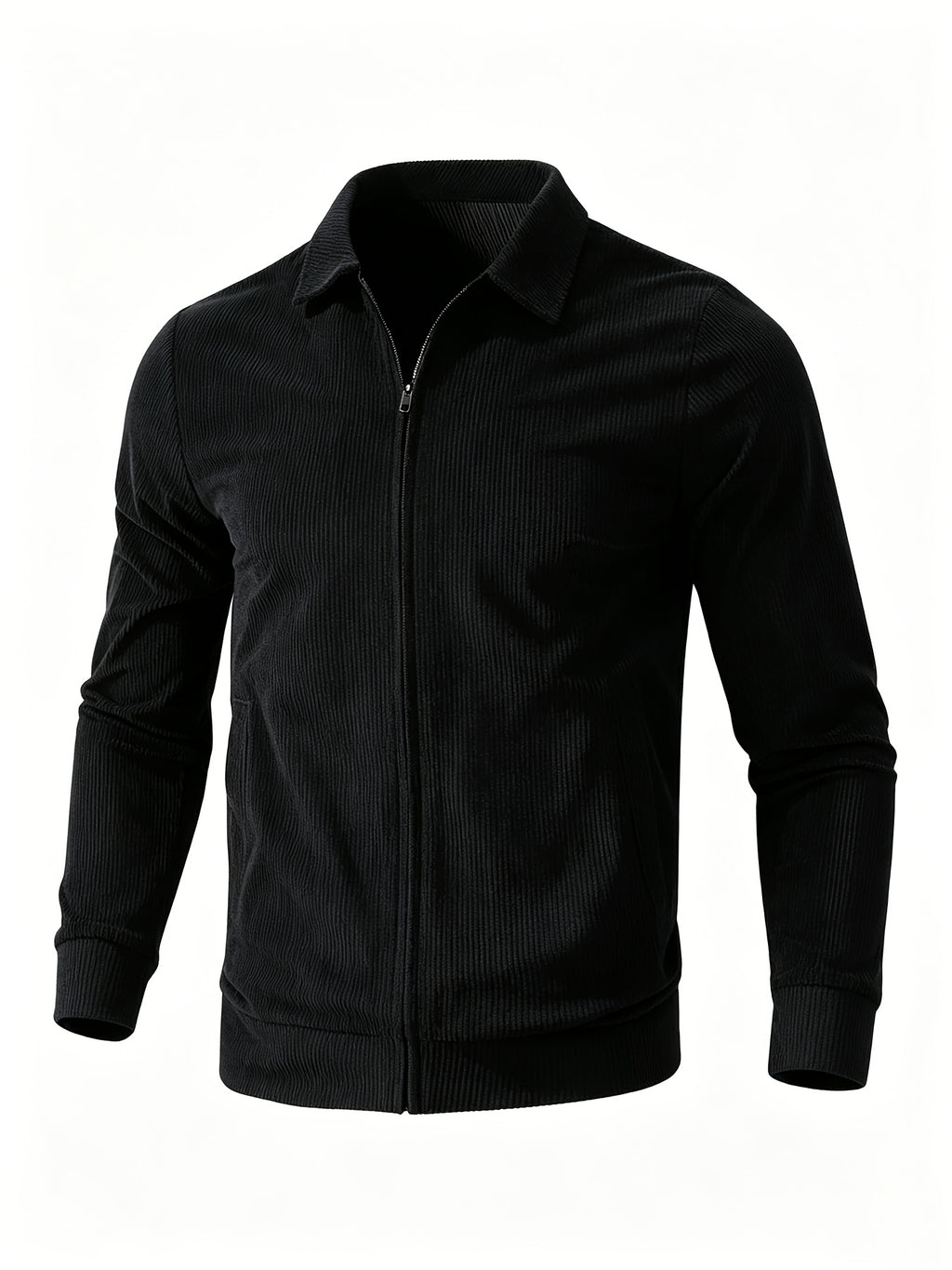 [Pearson OBM] Spring/Autumn New Men'S Solid Color Fashion Corduroy Jacket, Suitable for Outdoor Leisure Activities And Daily Work Commute - Black