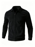 [Pearson OBM] Spring/Autumn New Men'S Solid Color Fashion Corduroy Jacket, Suitable for Outdoor Leisure Activities And Daily Work Commute - Black