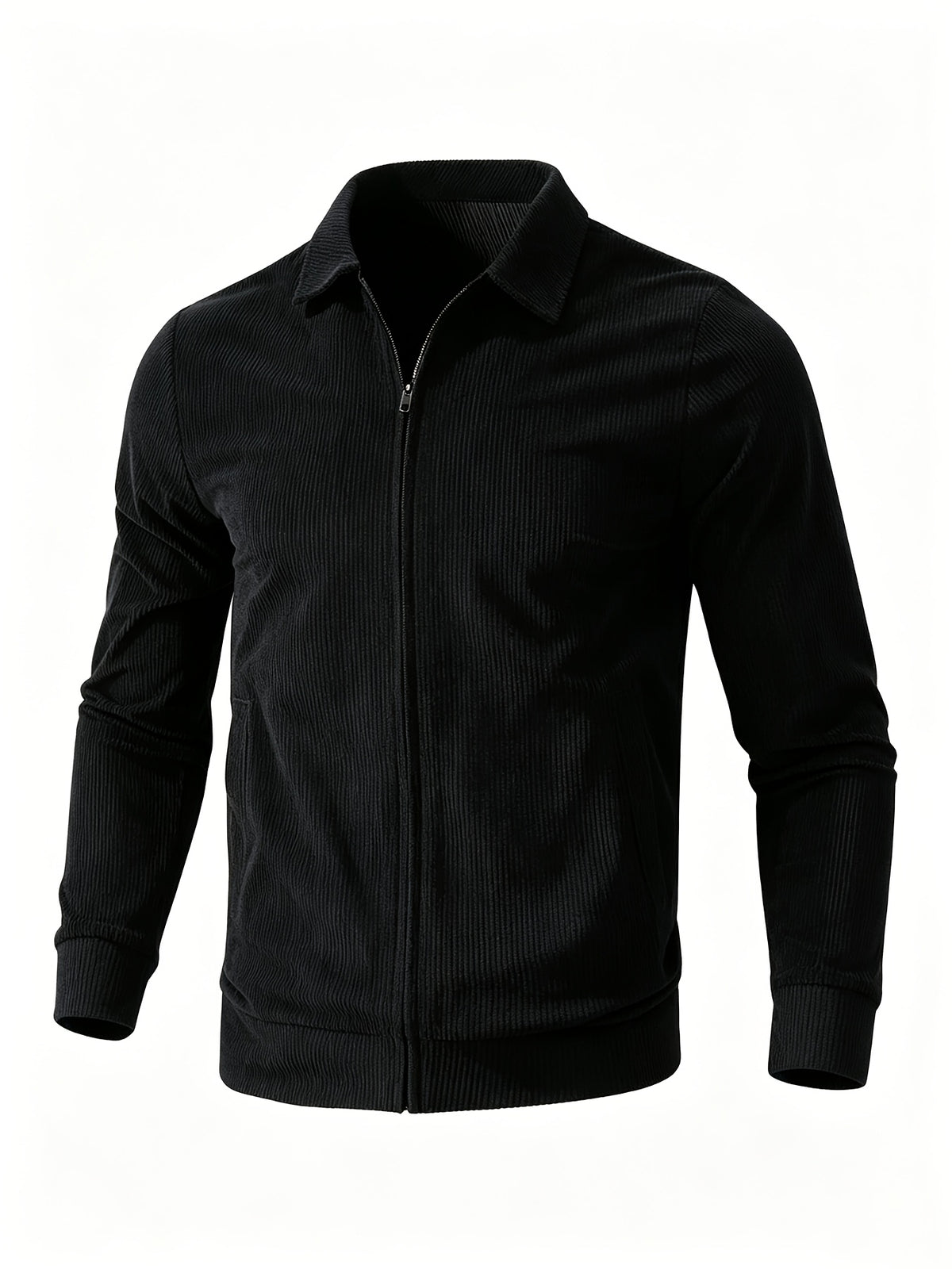 [Pearson OBM] Spring/Autumn New Men'S Solid Color Fashion Corduroy Jacket, Suitable for Outdoor Leisure Activities And Daily Work Commute - Black