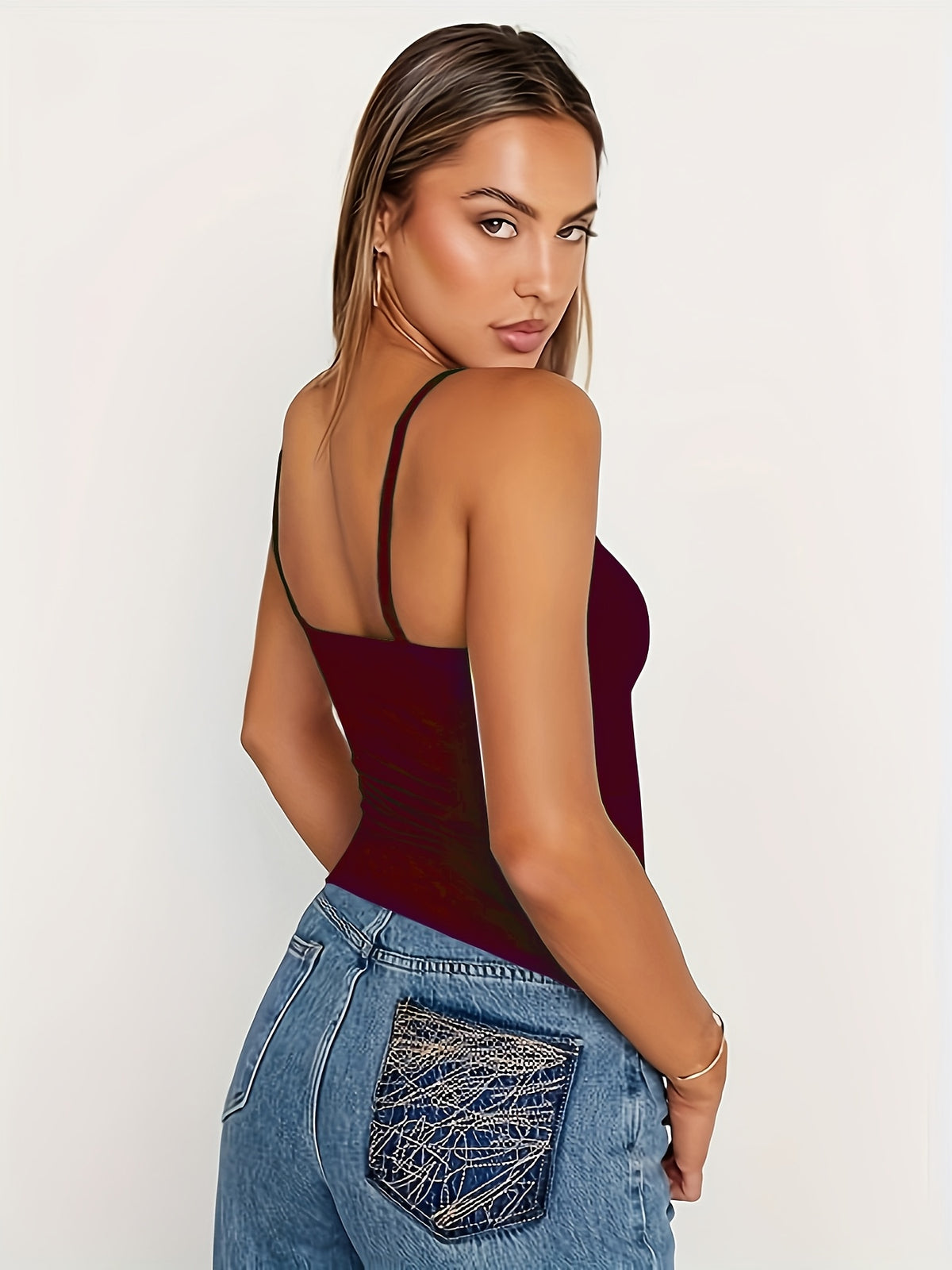 Women'S Strapless Basic Tank Top - Burgundy