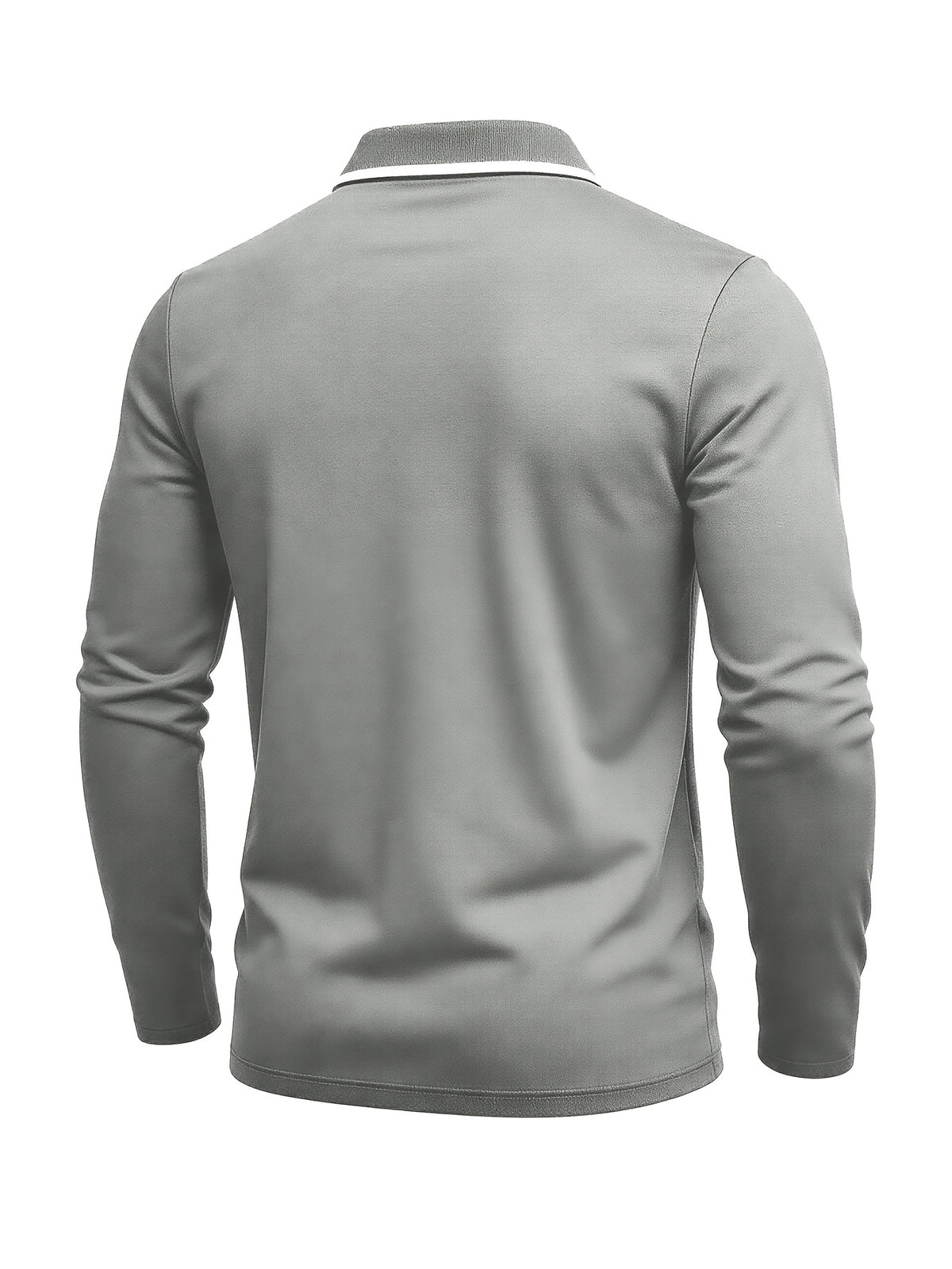 Autumn Cross-Border American Men'S Long Sleeve Polo Shirt Men'S Base Layer Contrast Top - Grey