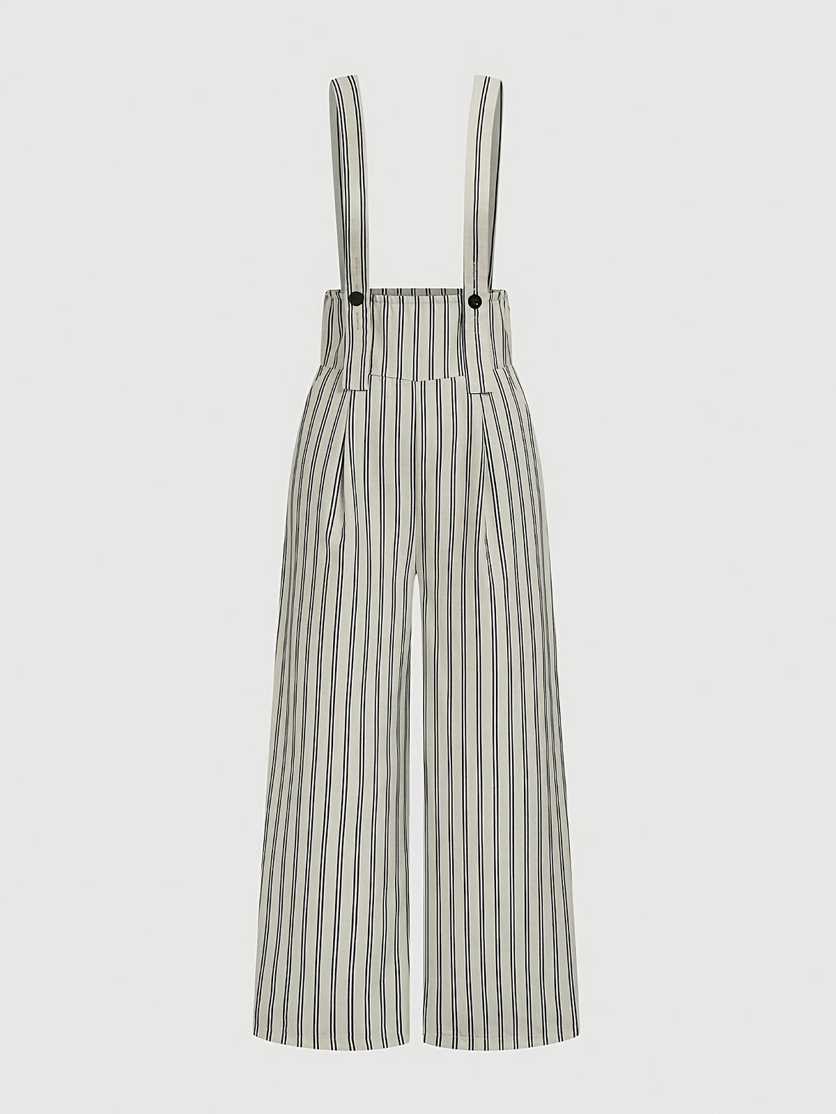 [Nian Nian] Western Style Vertical Stripe High-Waist Overalls, Waist-Cinching Loose Drapey Wide-Leg Floor-Length Casual Trousers - Mixed colors