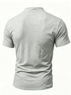 2026 New Men'S Casual Small Lapel Solid Color Short Sleeve, 2pcs Set - Light gray and military green
