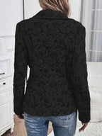 Fashionable Women's Suit Jacket, Stylish Slim-Fit Floral Single-Breasted Casual Blazer - Black