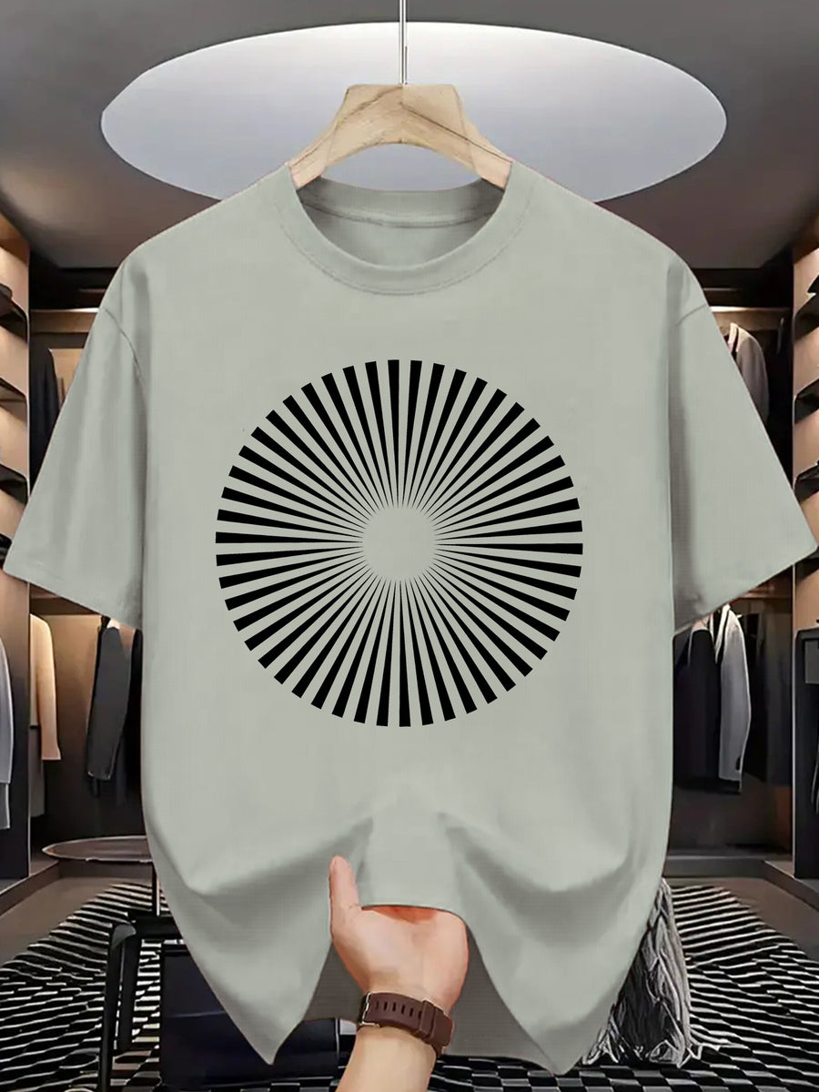 Trendy Printed T-Shirts for Men, Regular Standard Fit Comfortable Short Sleeve Casual Tee, Versatile Everyday Fashion Outfit Top - Light Grey