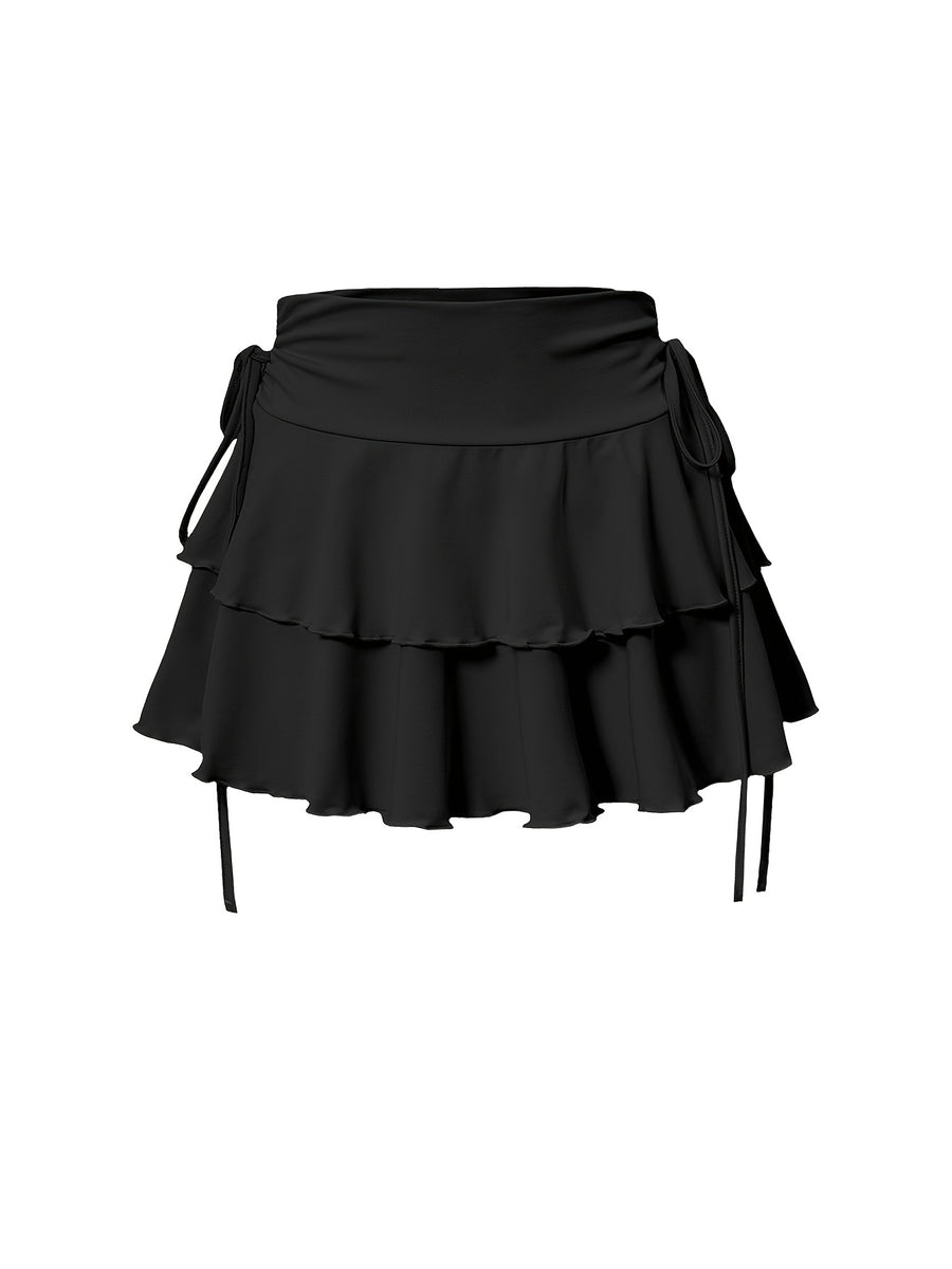 3pcs Set New Women'S Fashion Half Skirt with Ruffle Drawstring Elastic Short Skirt - Mixed colors