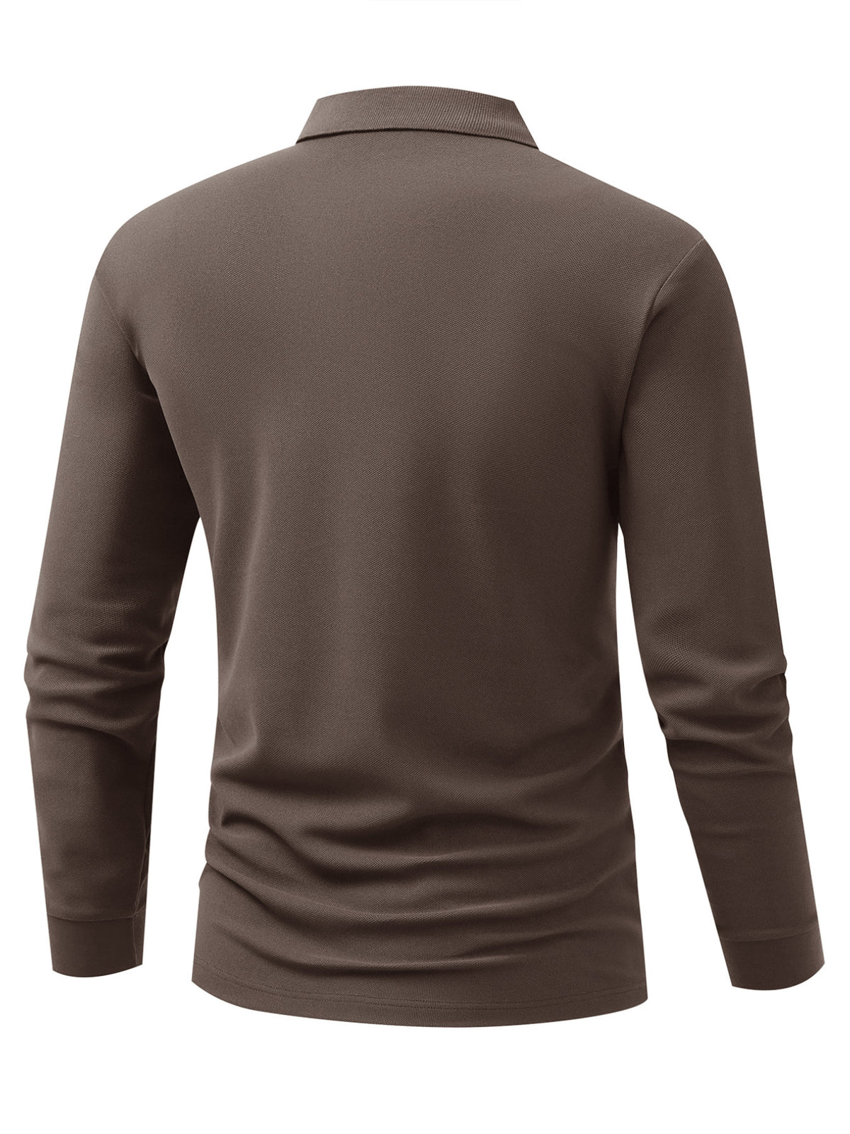 HC2-3493# Tree of Life Minimalist Fashion Pattern Print, 2025 Autumn And Winter New Long-Sleeved POLO Shirt, Color-Blocking Design, Fashionable And Advanced, Lapel Top, Comfortable And Breathable Fabric, Wrinkle-Resistant And Anti-Pilling - Coffee Color
