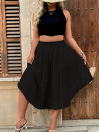 Cross-Border New Four Seasons Solid Color Shorts Versatile High-Waist Casual Pants for Women - Black