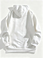 New Men'S Solid Color Autumn Winter Casual Athletic Top Men'S Hooded Zipper Sweatshirt - White