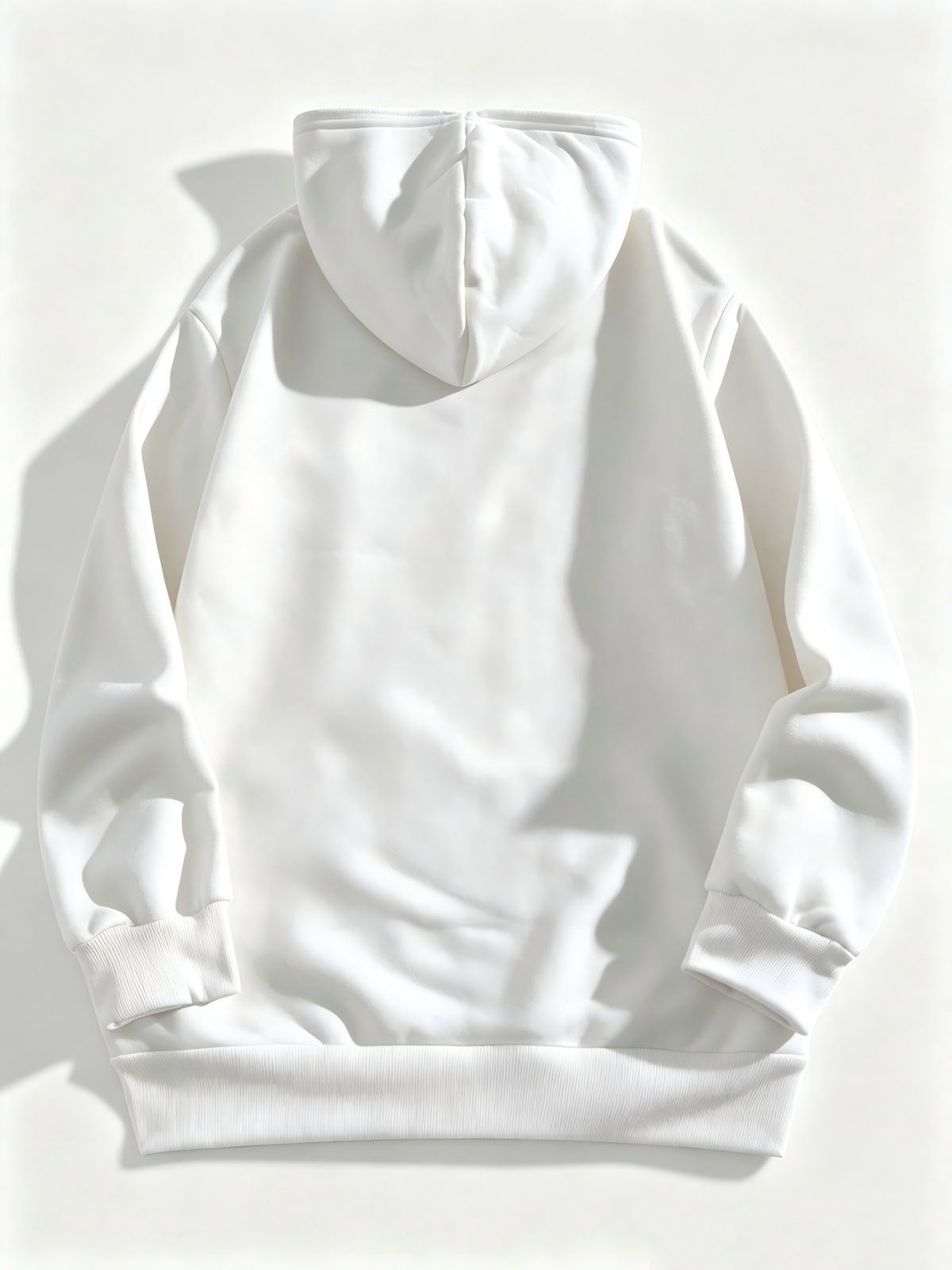 New Men'S Solid Color Autumn Winter Casual Athletic Top Men'S Hooded Zipper Sweatshirt - White