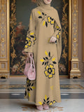 Women's Middle Eastern Style Muslim Elegant Robe Dress, Suitable for Malaysian Dresses, Dubai Ethnic Long Dress, Straight Cut Loose Fit, Outfit for Festivals, Visiting Family, and Worship, Smooth Wrinkle-Resistant Non-Embroidered Craft - Mixed colors