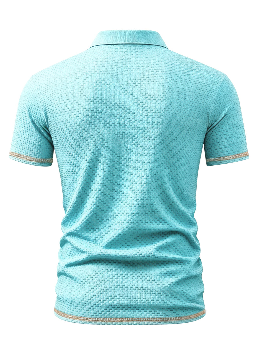 A06-1576BOSS Men's 2pcs Waffle Knit Textured Short-Sleeve Polo Shirt, Three-Dimensional Breathable Non-Deforming T-Shirt, Summer Business Casual Versatile Durable Men's Top, Multiple Colors Available - Khaki sky blue