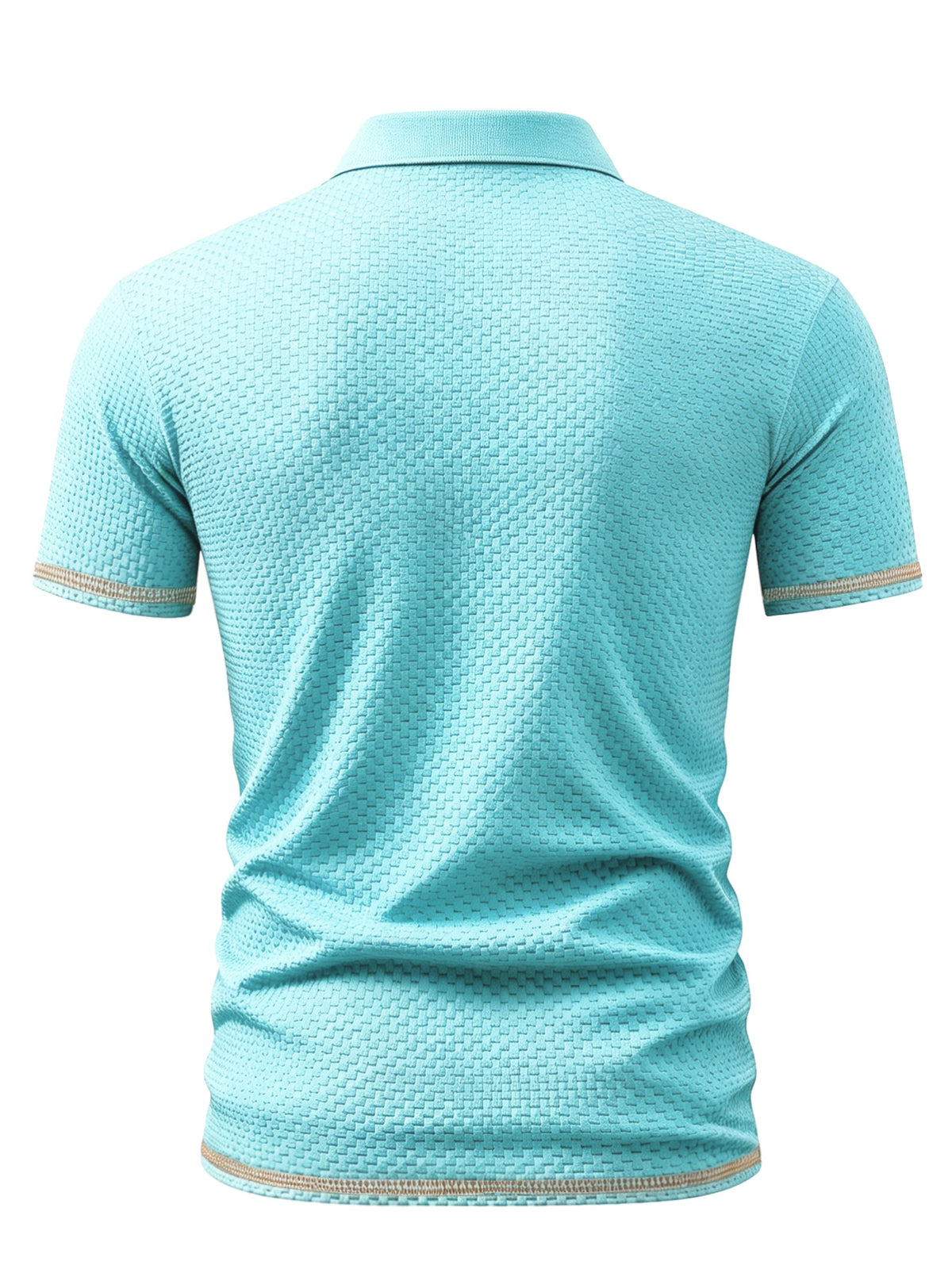A06-1576BOSS Men's 2pcs Waffle Knit Textured Short-Sleeve Polo Shirt, Three-Dimensional Breathable Non-Deforming T-Shirt, Summer Business Casual Versatile Durable Men's Top, Multiple Colors Available - Khaki sky blue