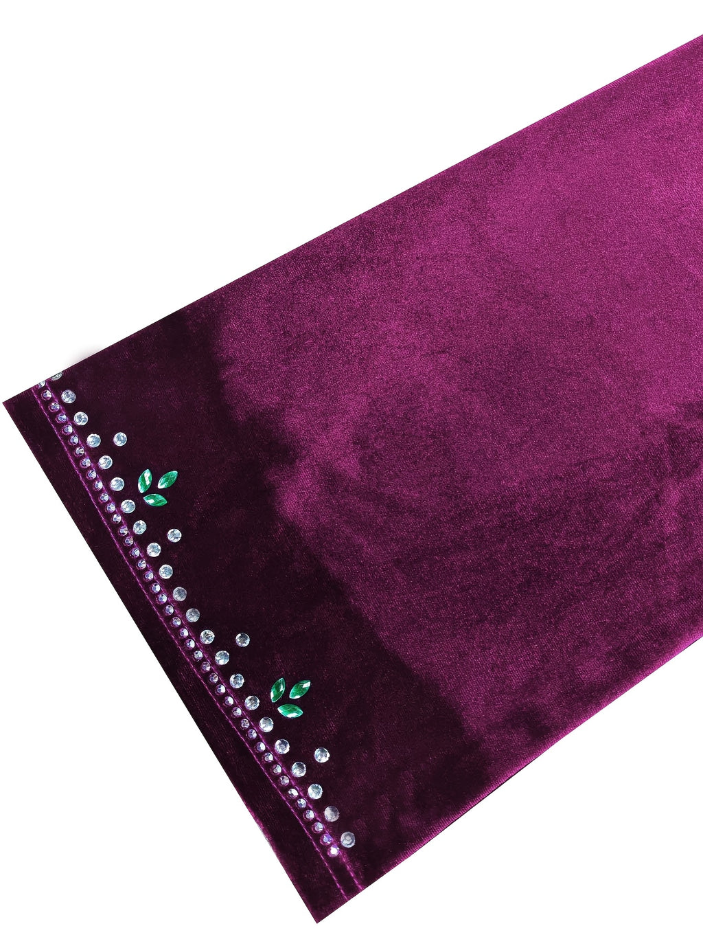 Ramadan Saudi Arabia Abaya Robe, Velvet Zipper Green Water Drop Rhinestone Middle Eastern Dress - Purple