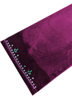 Ramadan Saudi Arabia Abaya Robe, Velvet Zipper Green Water Drop Rhinestone Middle Eastern Dress - Purple