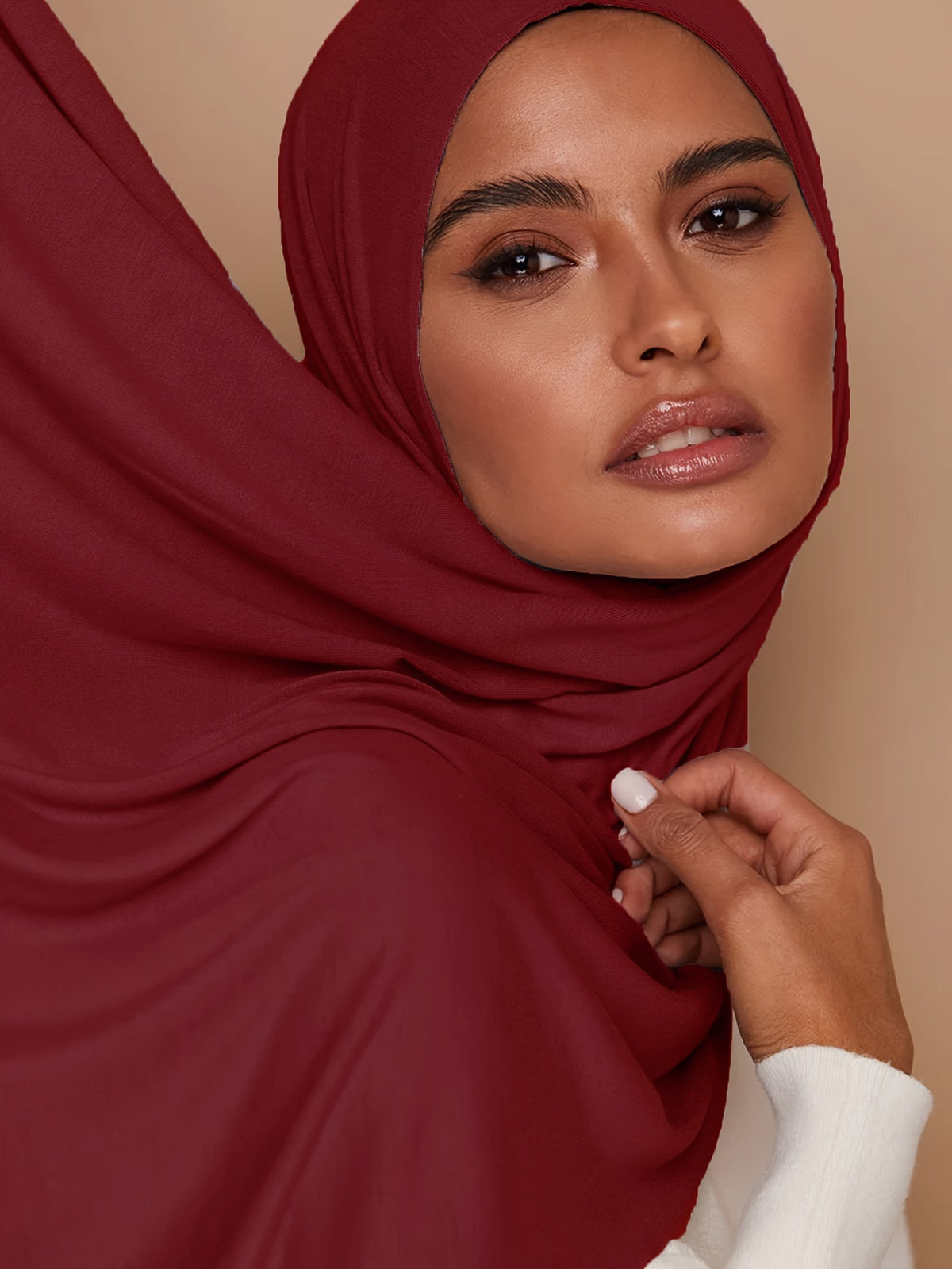 Women'S Jersey Headscarf - Soft, Breathable, And Secure Fit; a Modest Wrap Suitable for Daily Wear, Commuting, Wind, And Shielding - Rose Red