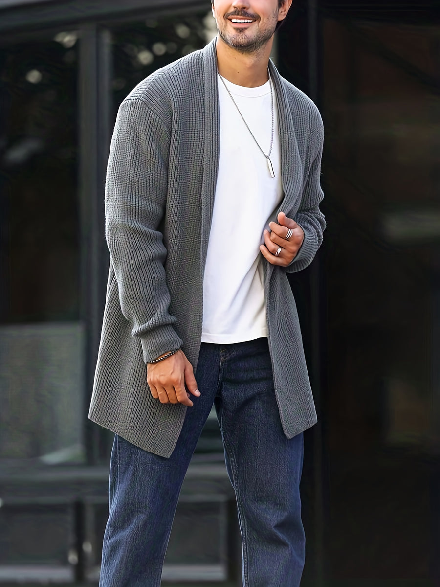 JANE DRESSINGLOG Men's Autumn/Winter Casual Knit Cardigan, Simple and Stylish, Suitable for Daily Wear - Grey