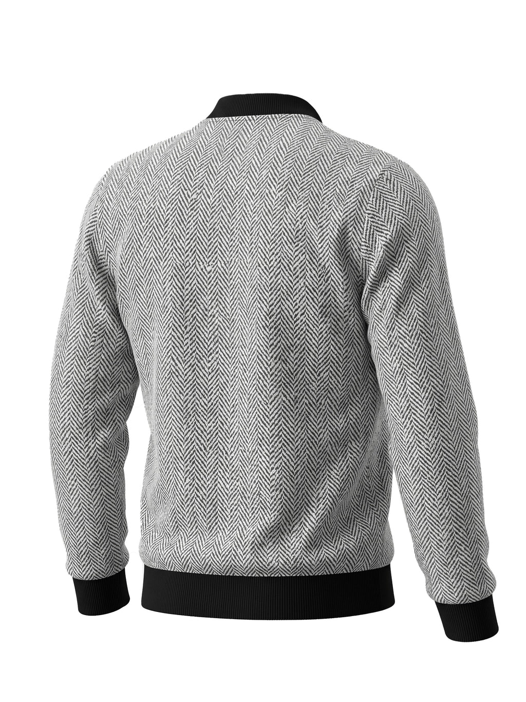 Pearson OBM Spring/Autumn Men's Stand Collar Zipper Casual Jacket, Simple and Versatile Style with Herringbone Texture and Ribbed Hem, Office Worker's Daily Outing Casual Versatile Men's Outerwear - White