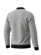 Pearson OBM Spring/Autumn Men's Stand Collar Zipper Casual Jacket, Simple and Versatile Style with Herringbone Texture and Ribbed Hem, Office Worker's Daily Outing Casual Versatile Men's Outerwear - White