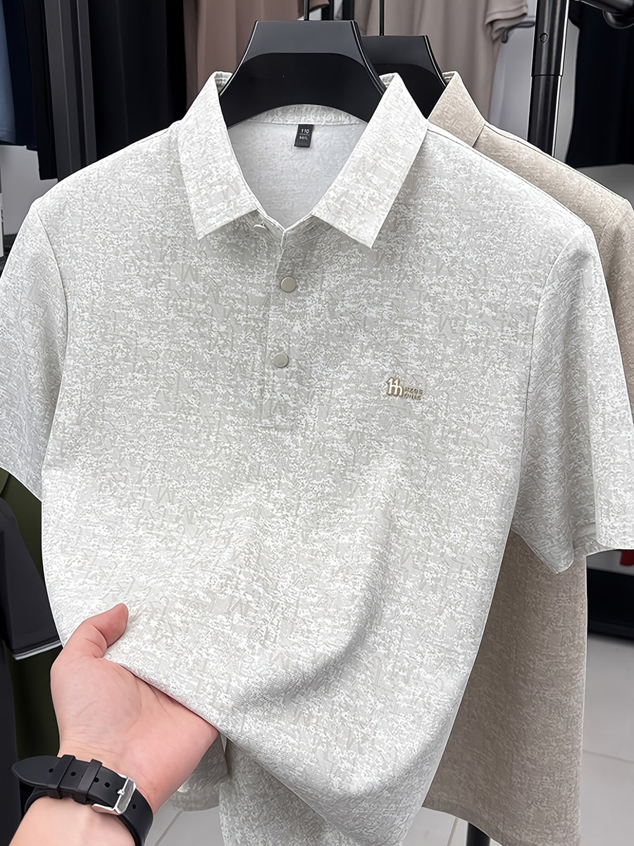 Men's Summer Gentle Style Polo Short-Sleeve Shirt, Offering a Refreshing and Elegant Charm. Perfect for Lakeside Strolls, Garden Walks, Sunset Lounging, and Daily Outings. with Its Simple and Clean Cut, It Creates a Relaxed and Carefree Urban - White