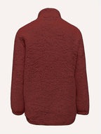Women'S Faux Small Stand Collar Thick Jacket Coat - Burgundy