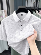 Men'S Summer Polo Shirt, Short Sleeve Button-Up Golf T-Shirt, Soft Comfortable Breathable Slim Fit Business Casual Daily Top, Men'S Short Sleeve Sweatshirt, Commute Versatile Men'S Gift - White