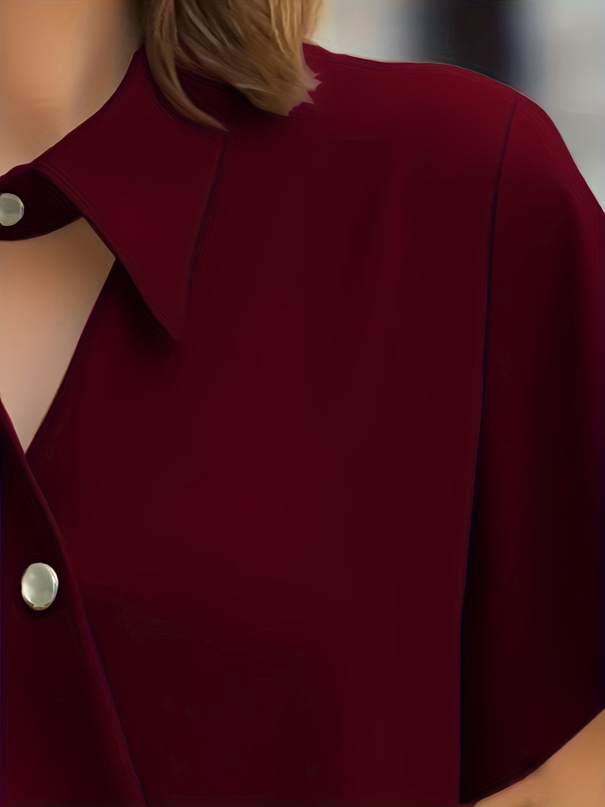 Spring/Summer Women's Elegant Designer Fashion Shirt - Burgundy