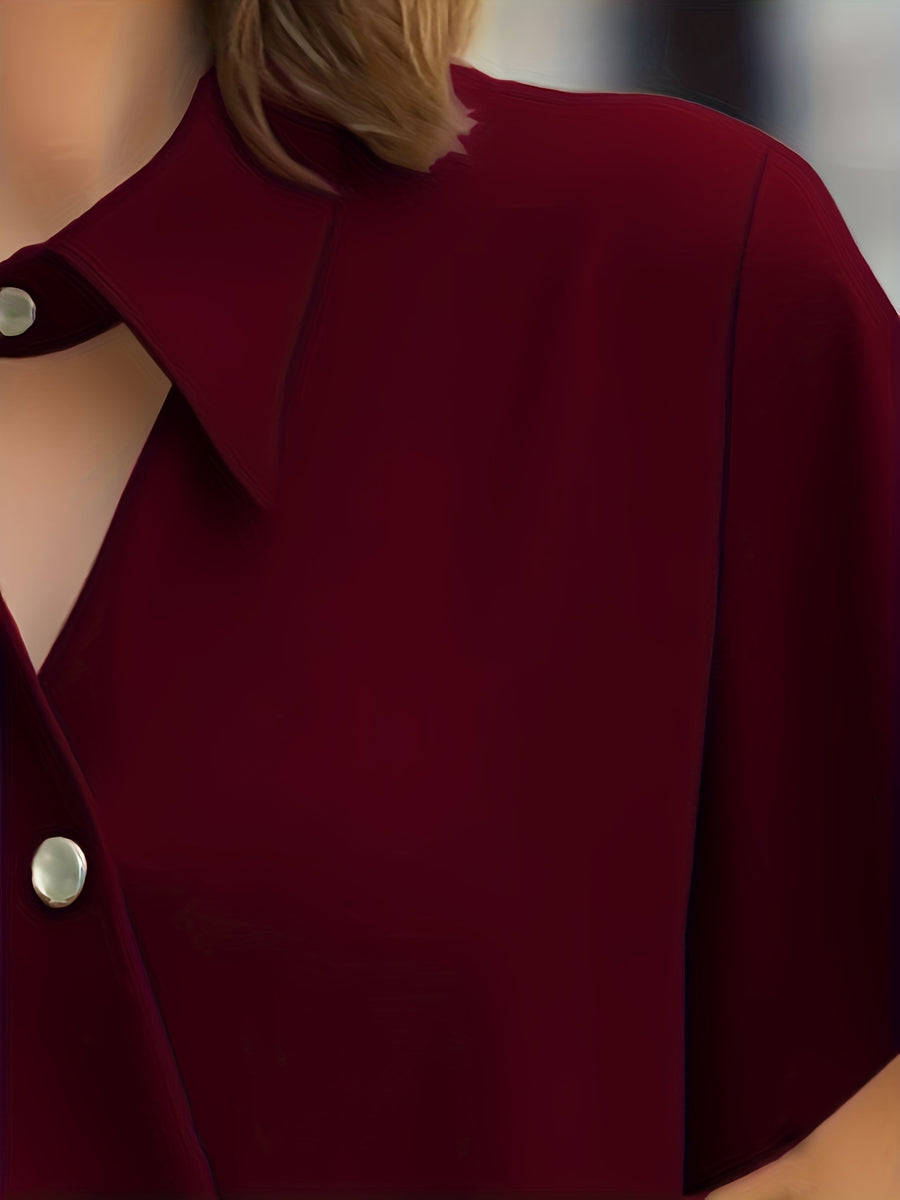 Spring/Summer Women's Elegant Designer Fashion Shirt - Burgundy