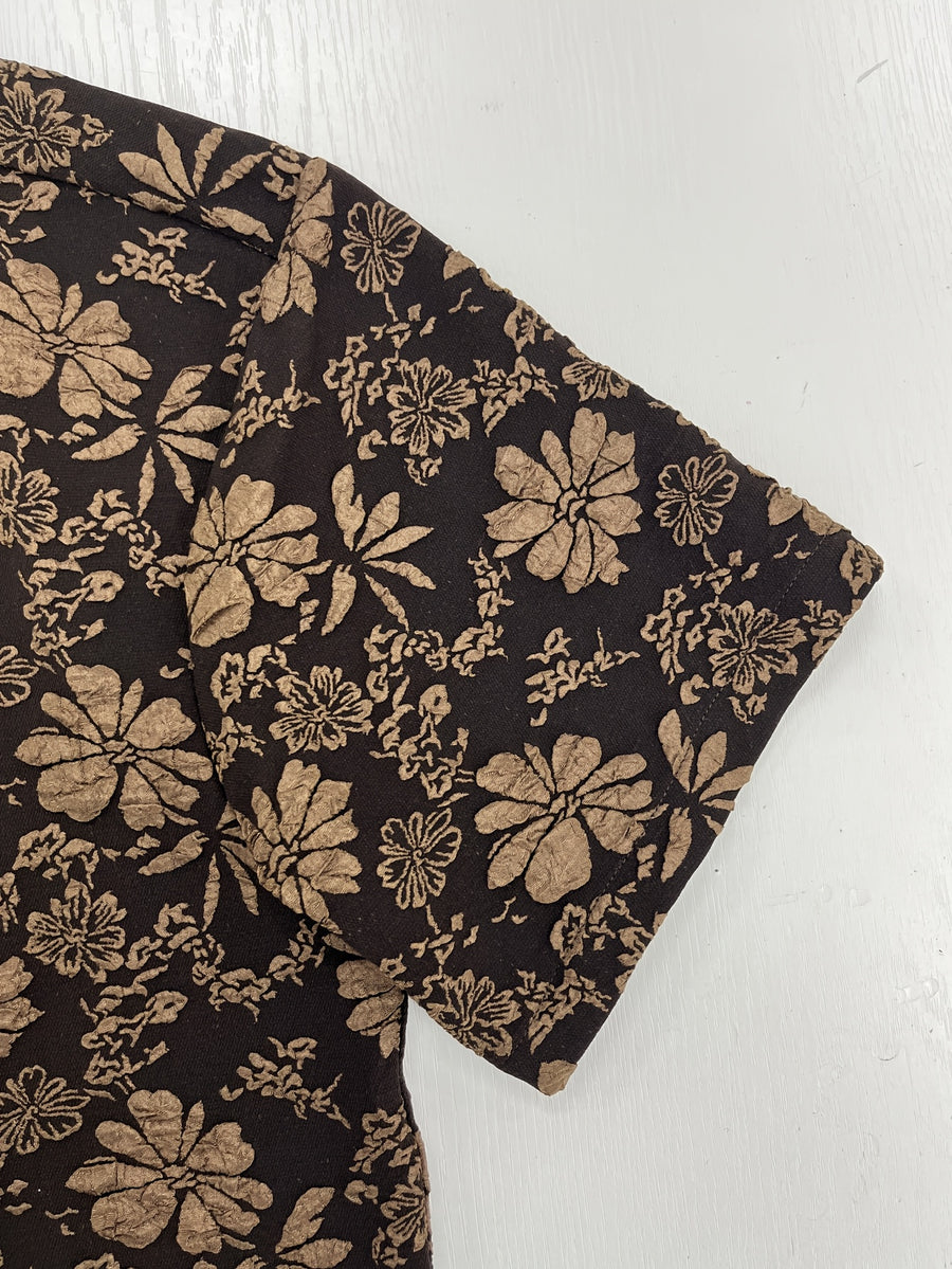 Men'S Fashion New Three-Dimensional Floral Jacquard Fabric Shirt, Full Texture with Rich Layers, Breathable And Light, Not Stuffy. Classic Cuban Collar Design, Summer Lazy And Casual Yet Refined, Daily Commute - Black
