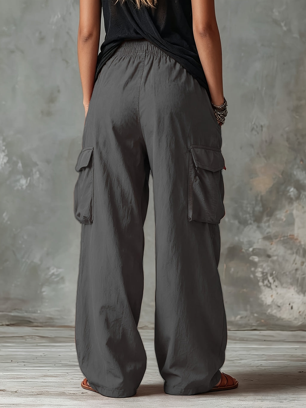 Women'S Elegant Casual Outdoor Pocket Cargo Pants - Dark Gray