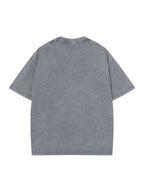 Men's Fashion Short-Sleeve Washed Distressed T-Shirt with "G" Letter Graphic Print, Suitable for Daily, Streetwear, Vintage, and Other Styling Approaches - Light Gray 1