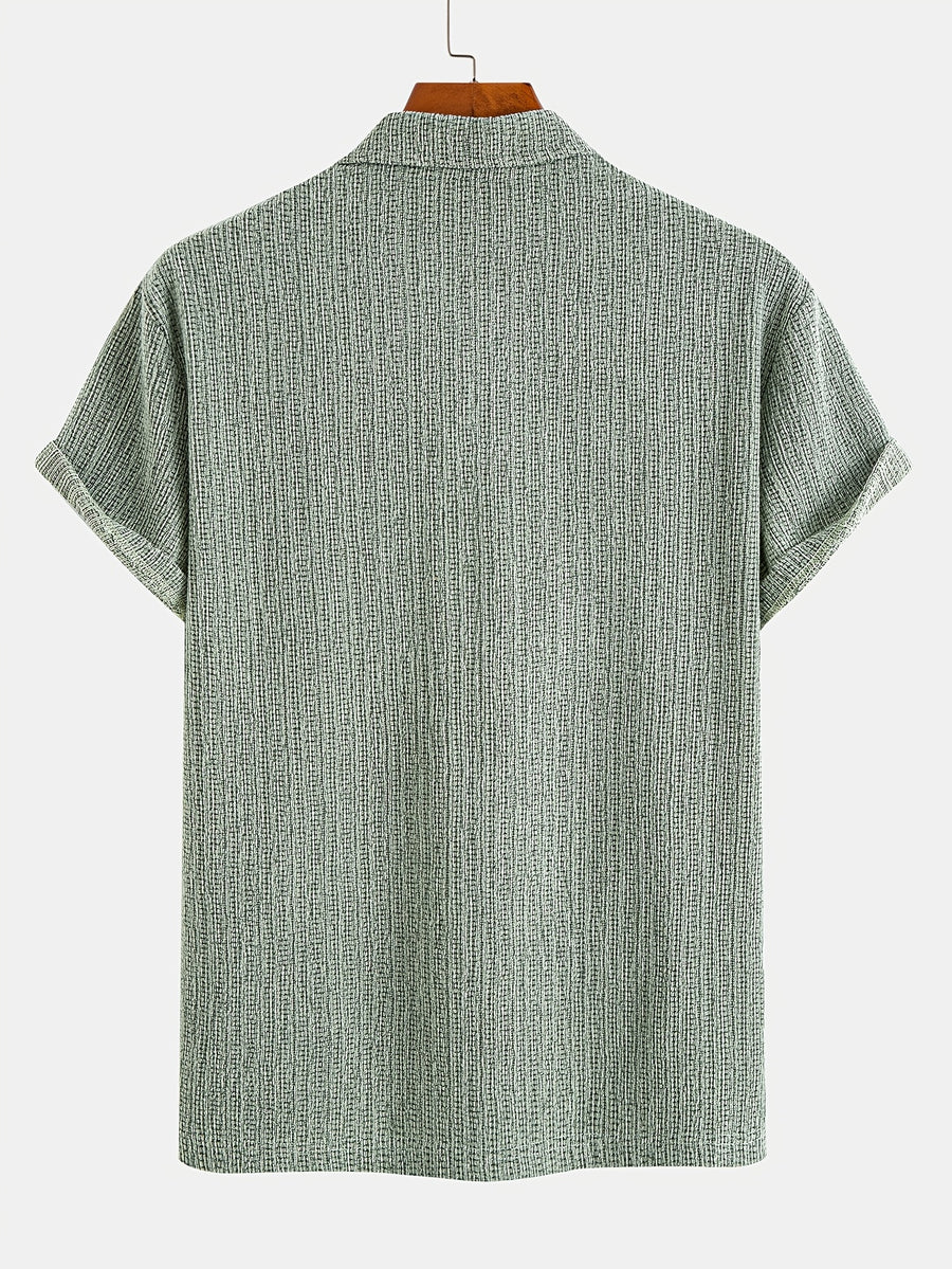 Men'S Stretch Knit Jacquard Short Sleeve Polo Shirt - Classic Fit Casual Golf Polo for Daily Wear - Light Green