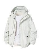 Men'S Lightweight Hooded Softshell Jacket - a Classic, Rugged, And Casual Full-Zip Coat with Multiple Pockets. Suitable for Hiking, Camping, Travel, And Daily Commuting; Ideal for Spring, Summer, And Autumn Wear. A Great Gift Choice for Men - White