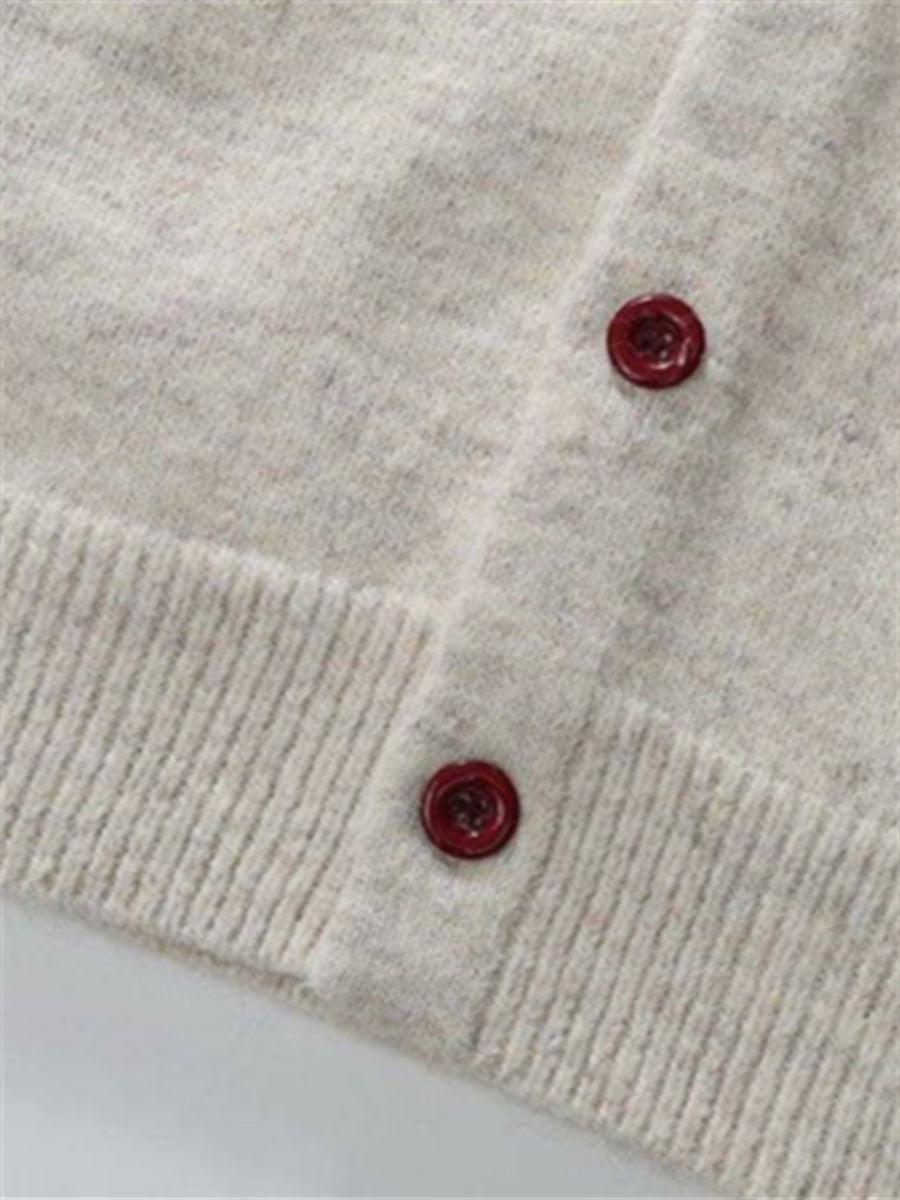 Autumn Winter 3D Solid Round Neck Sweater, Basic Cardigan for Men, Fashionable Long Sleeve Sweater, Love Y - Deep Gray