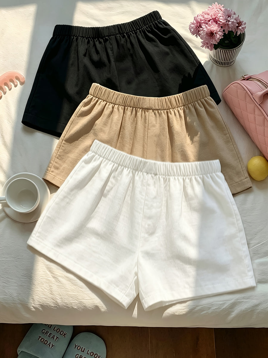 Cherry 3pcs Set, Spring Summer Women'S Pure Designed Waist-Cinching Pants, Fashionable Inner Layer Multi-Piece Short Shorts Set - Mixed colors