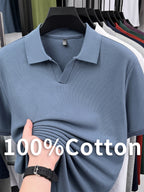 [Pearson OBM] Summer New Men'S Short Sleeve Polo Shirt, Lapel Easy Business Casual Premium Breathable Short Sleeve T-Shirt, Men'S Wear, Hongyang - Grey-blue