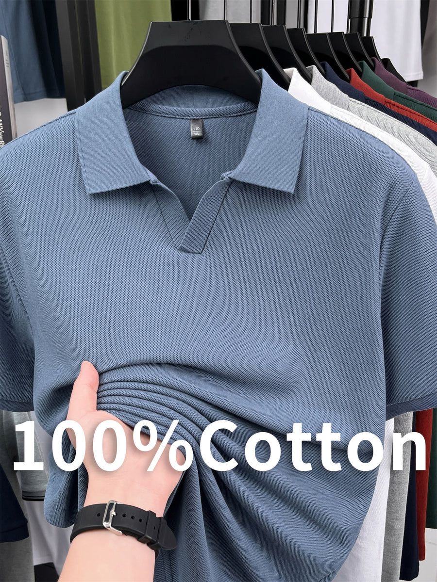[Pearson OBM] Summer New Men'S Short Sleeve Polo Shirt, Lapel Easy Business Casual Premium Breathable Short Sleeve T-Shirt, Men'S Wear, Hongyang - Grey-blue