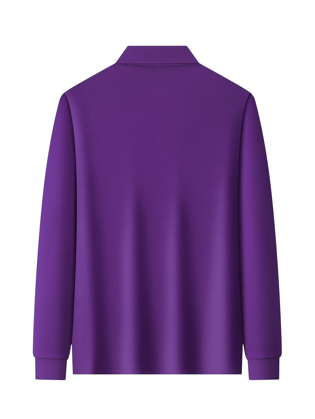 Fresh Solid Color Easy Lapel 3-Button Design Spring Autumn Casual Commute All-Match Men'S Long Sleeve POLO Shirt - Violet Blue