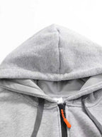 Men'S Athletic Casual Hooded Sweatshirt, Cargo Multi-Pocket Half-Zip Design Brushed K Letter Print Long Sleeve Hoodie - Light Grey