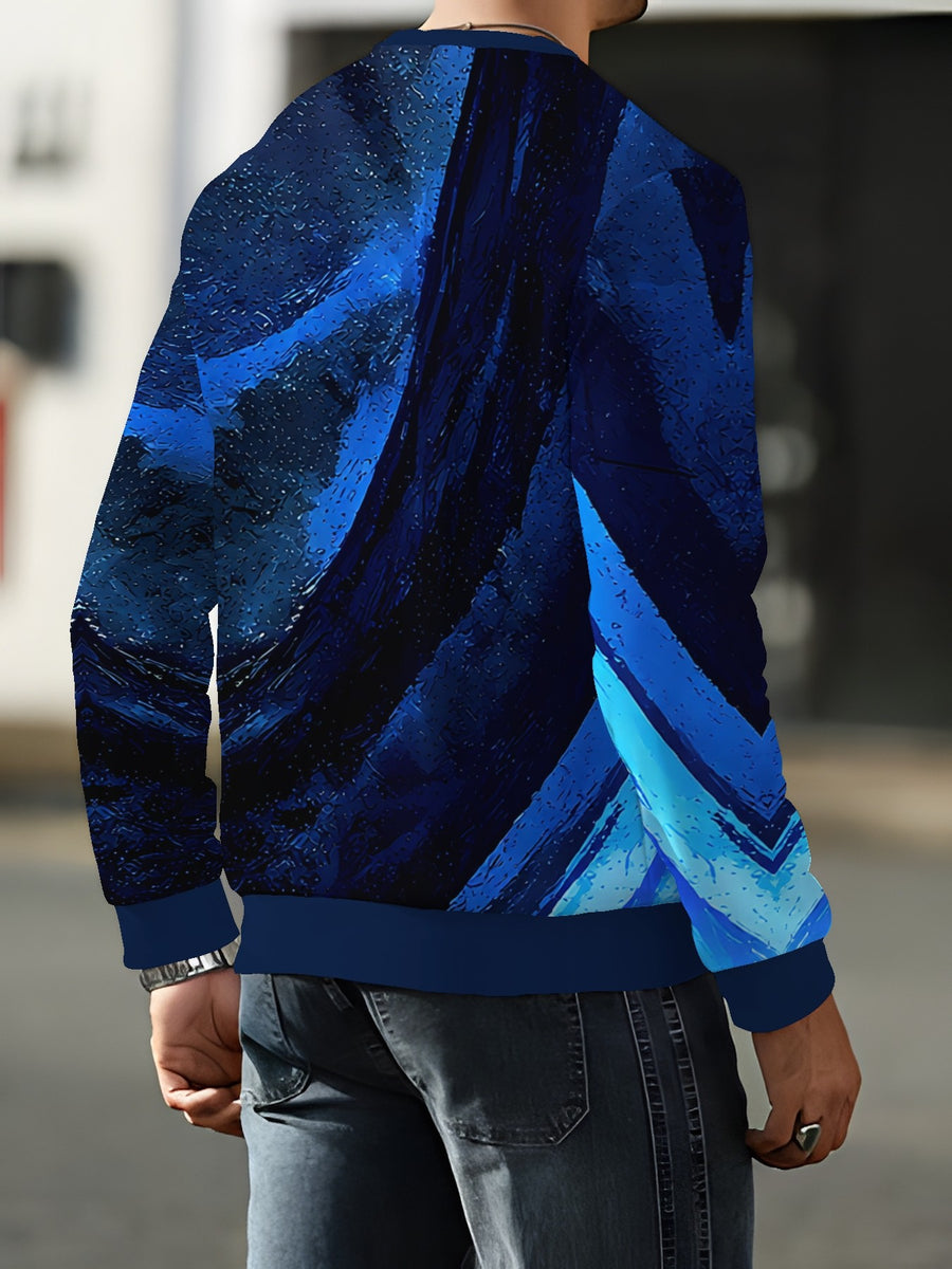 New Fashionable Trendy Crew Neck Long Sleeve Autumn/Winter Printed Crew Neck Sweatshirt Men's Top - Mixed colors