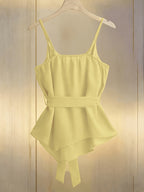 New Style Women's Strappy Camisole Vest, Versatile Summer Body-Conforming Base Layer, Elegant Ladies' Inner Top - 【Light Yellow】