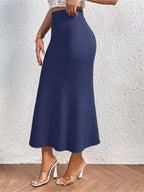 Directional Q6 Solid Color Summer Women's Skirt, Casual High-Waist Women's Dress, Fashionable Apparel, Autumn/Winter, Autumn/Winter Clothing, Casual and Elegant Women's Wear, Elegant Women's Dress, 1pc, Local Warehouse, Christmas, Women's Autumn - Dark Blue